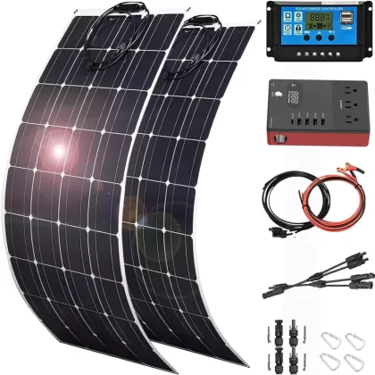 1000 Watt Solar Panel Kit, with car Inverter and 40A Charge Controller 2pcs 500 Watt Flexible Monocrystalline Solar Panel for 12-24V Battery Charging Car Battery Camper RV Yacht Boat