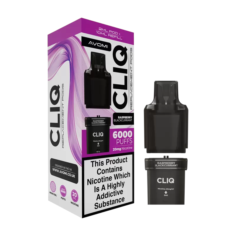 Raspberry Blackcurrant Avomi Cliq 6000 Refill Pack