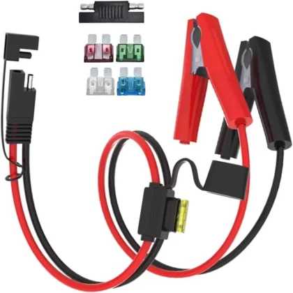 2FT 10AWG SAE Power Socket Sidewall Port to O Ring Connecters Extension Cord Cable with 10A 15A 20A 25A 30A Fuse Compatible with Solar Generator Battery Charger,for Solar Accessories