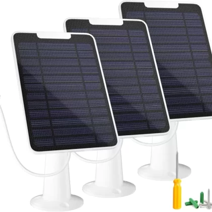 5W Solar Panel Charger Compatible with SimpliSafe Outdoor Security Camera only, Continuous Solar Power for SimpliSafe Camera, IP65 Waterproof, w/ 13.1ft Cable, Secure Wall Mount & Screwdriver, 3 Pack
