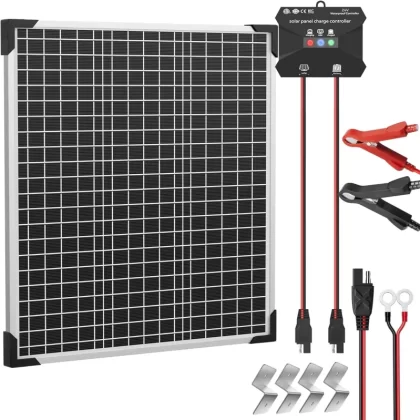 50W 24V Solar Panel Kit, Solar Battery Maintainer with MPPT Charge Controller Adjustable Bracket, Solar Battery Charger for RV Car Boat Tractor and Camping
