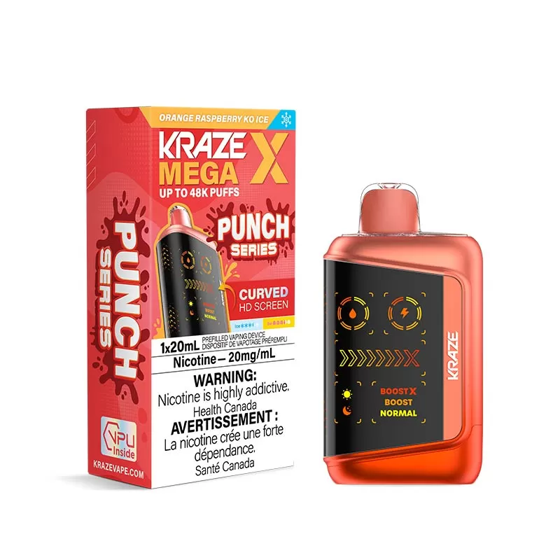 Kraze Mega X Disposable - Orange Raspberry KO Ice (ON)