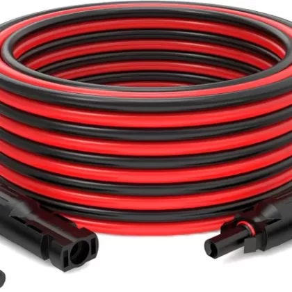 10AWG Solar Extension Cable (20FT Black & 20Ft Red) with Male to Female Solar Connectors Pure Copper Extension Cord, 20 Feet Solar Cable