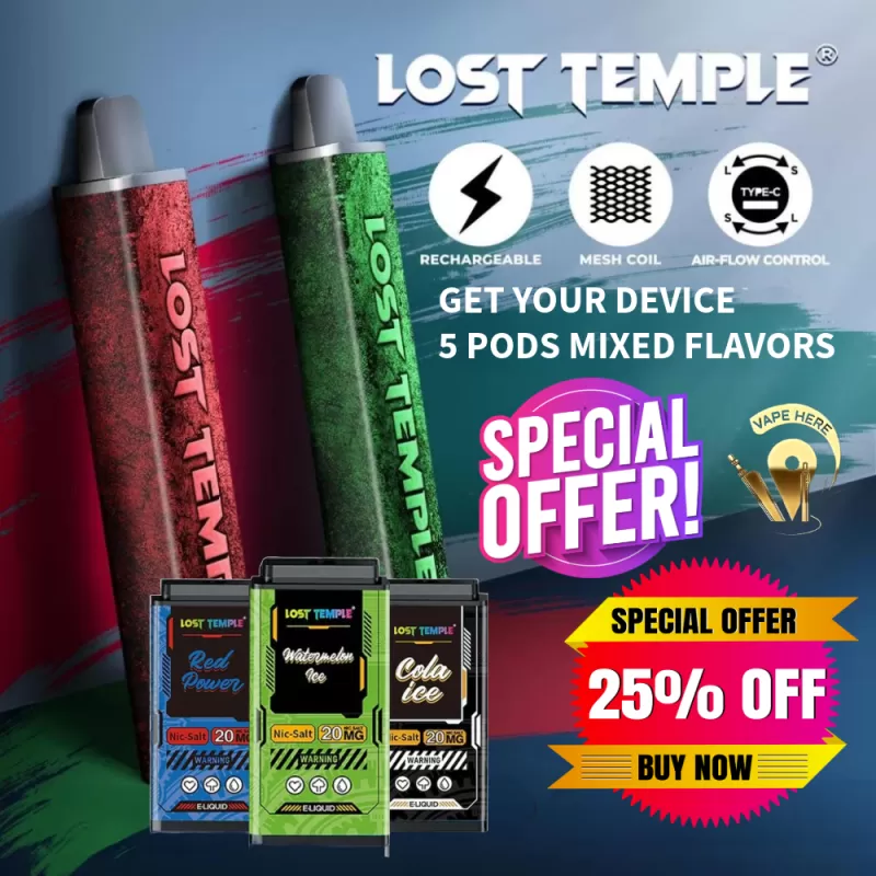 LOST TEMPLE Bundle Offer (Device + 5 Pods 3500 Puffs Each) #