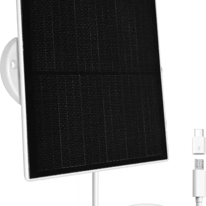 6W Solar Panel for Security Camera Outdoor, 5V USB & USB-C Solar Panel Charger Compatible with Rechargeable Battery Powered Cam, Camera Solar Panel with IP65 Waterproof, 9.8ft Cable, 360° Adjustable
