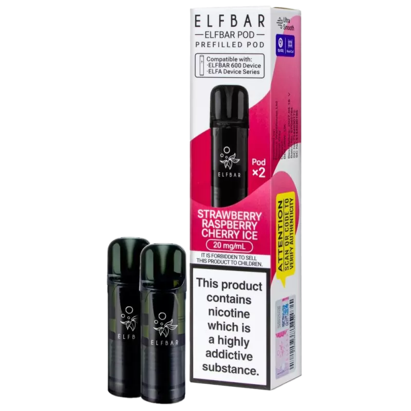 Strawberry Raspberry Cherry Ice Elf Bar 600 Prefilled Pods