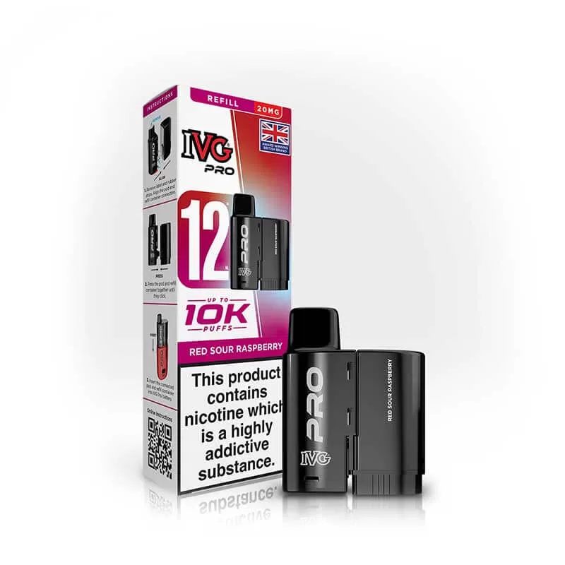 IVG Pro 12 Red Sour Raspberry Prefilled Vape Pod + Refill