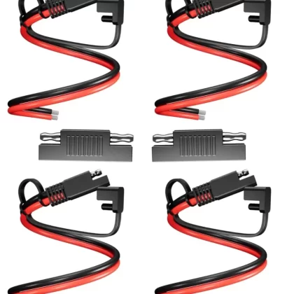 4 Pack SAE Extension Cable, 14Awg 30Cm Automotive Dc Power Extension for Solar Battery Connection and Transfer, and Automotive Batteries Transfer etc-with Protective Cover