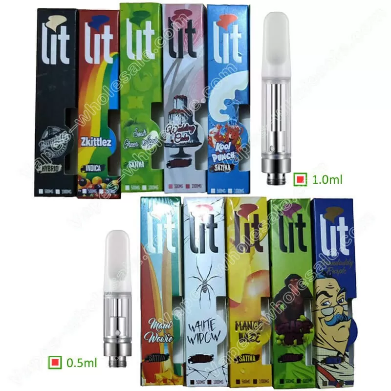 lit Carts empty CBD THC Vapes Cartridge with Flavors Box Packaging