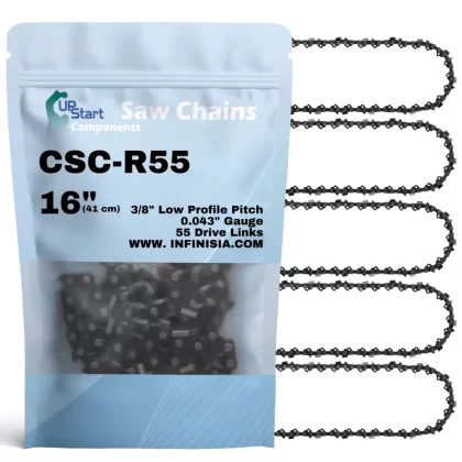 5-Pack 16-Inch Chainsaw Chain Replacement for Stihl MS 180 C – R55 (16′′, 3/8′′, .043′′, 55 Drive Links)