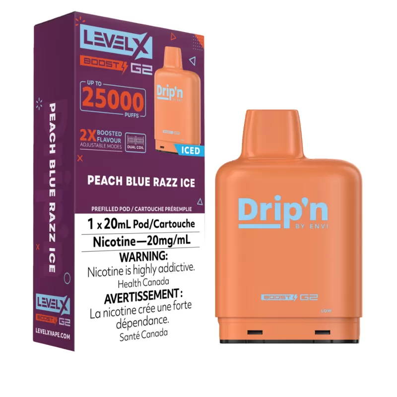 Level X Drip'n Boost G2 - Peach Blue Razz Ice