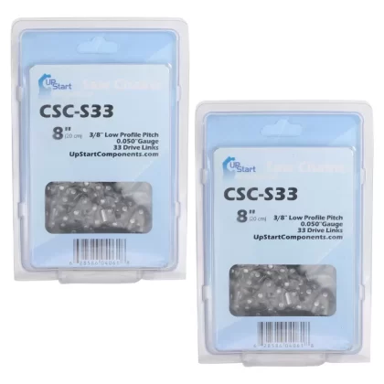 2-Pack 8-Inch Chainsaw Chain Replacement for Sun Joe iON8PS Pole Saw – (8′′, 3/8′′, .050′′, 33 DL)