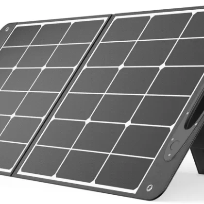 100W Solar Panel Charger Foldable 20V Portable Power Station Companion with Adjustable Kickstand and USB Outputs, Ideal for Camping Outdoor Adventure Hiking