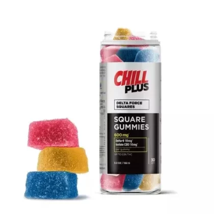 20mg CBD Isolate, D8 Gummies – Delta Force Squares – Chill Plus