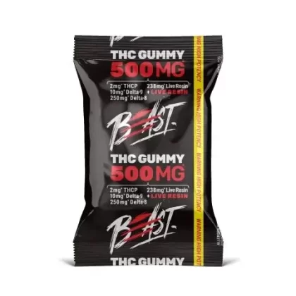 500mg D8, D9, THCP, Live Resin Gummy Pouch – Beast