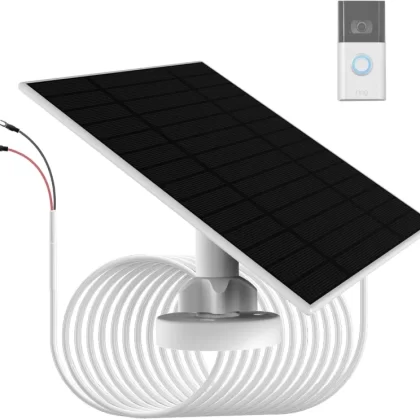 6W Solar panle for doorbell Battery Charging,IP66, Compatible with Ring Video doorbell 3/4/3 Plus,Ring Battery Doorbell Plus/Pro Camera,13.2ft Charging Cable,Easy Installation