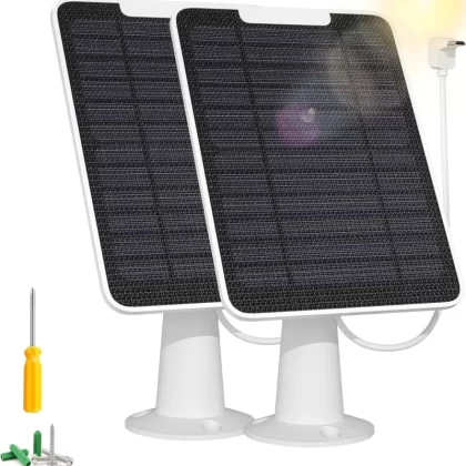 2 Pack 5W Arlo Essential Solar Panel Charger, Solar Panel Charger Compatible with Arlo Essential Spotlight/XL Spotlight Camera, IP65 Waterproof 10ft Micro USB Cable & Wall Mount(Not for 2K/2nd Gen)